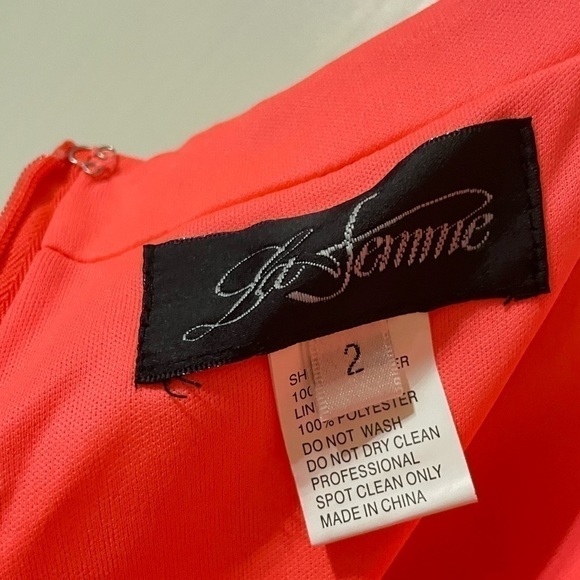 LA FEMME Neon embellished Rhinestone cut-out formal gown - Picture 4 of 16